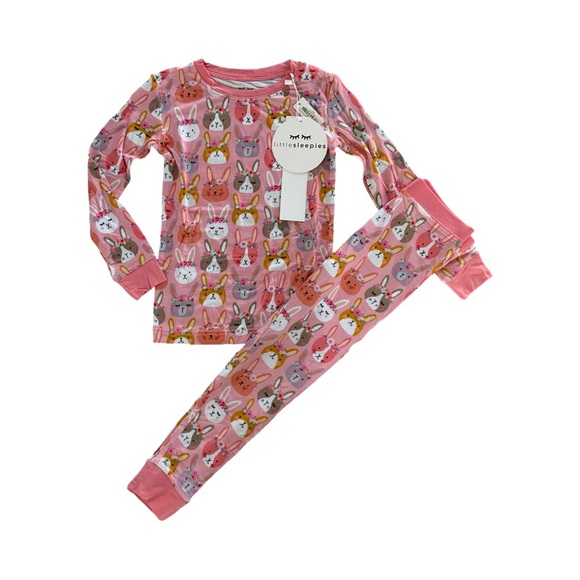Little Sleepies Boho Bunnies Two-Piece Bamboo Pajama Set 4T NWT - Picture 2 of 7